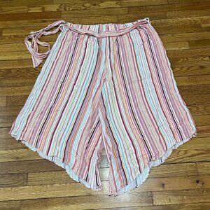City Chic Striped Wide Leg Pants in Pink, White, Blue